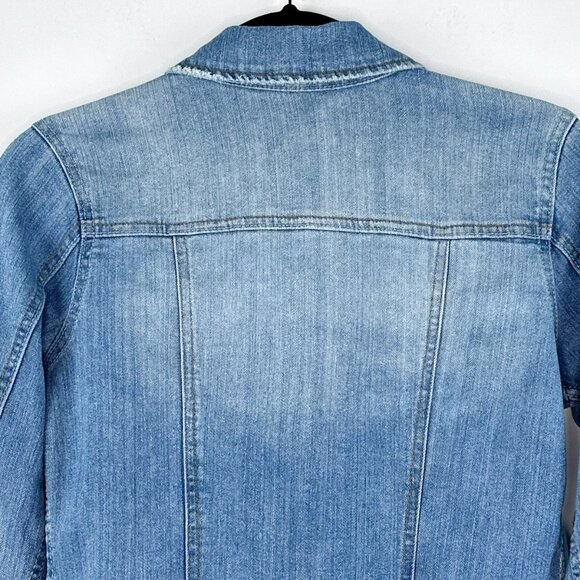 Celebrity Pink Jeans Cropped Denim Jacket Light Wash Distressed Jacket Size S - Picture 9 of 15